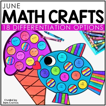Preview of Summer June Math Crafts | Fish Sun Ocean End of Year Bulletin Board Activities