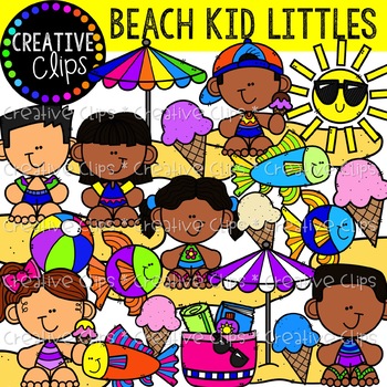 Preview of Summer Kid Littles at the Beach Clipart {Creative Clips Clipart}