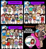 Summer Kids Clip Art Bundle- color and B&W-58 items!
