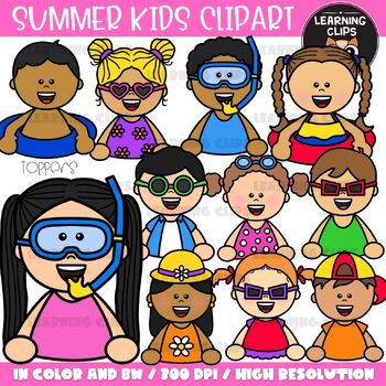 Preview of Summer Kids Toppers Clipart