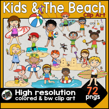 Preview of Summer Kids and The Beach Fun Cartoon Clip Art