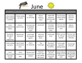 Summer Kindergarten Calendar by Derek Haroldson | TpT