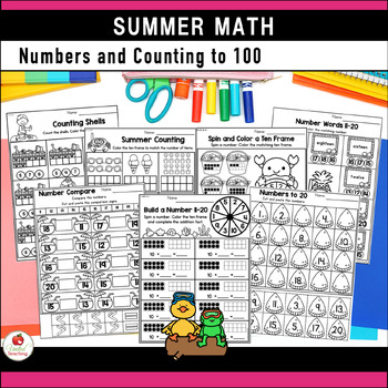 summer math and literacy worksheets kindergarten bundle