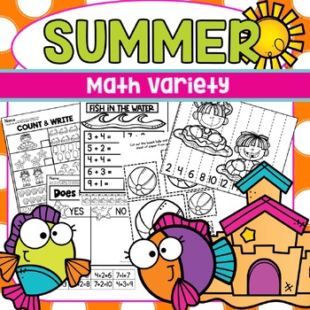 Preview of Summer Kindergarten Math Review Worksheet Pages Packet