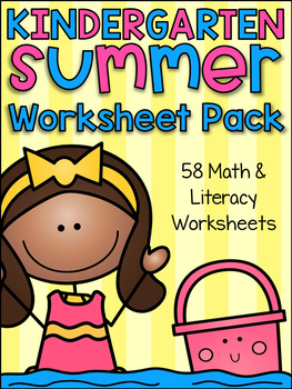 summer review kindergarten math and literacy worksheet