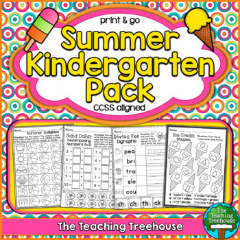 Preview of Summer Kindergarten Pack, No Prep, CCSS Aligned