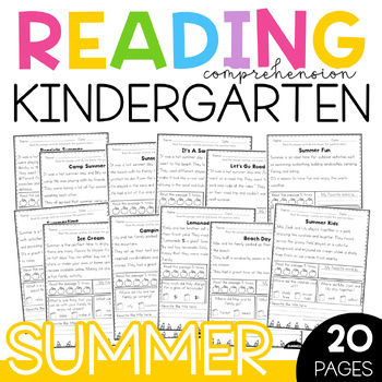 Summer Kindergarten Reading Comprehension Passages | Literacy Center