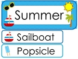 Summer  Word Wall Weekly Theme Bulletin Board Labels.