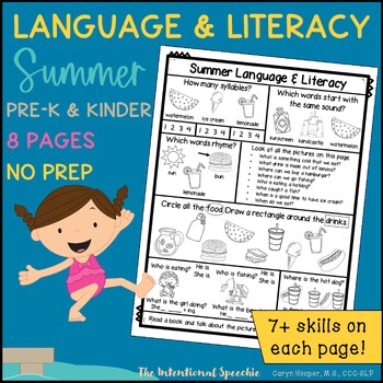 Preview of Summer Language & Literacy Homework Packet for Pre-K & Kindergarten