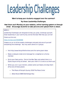 Preview of Summer Leadership Challenges