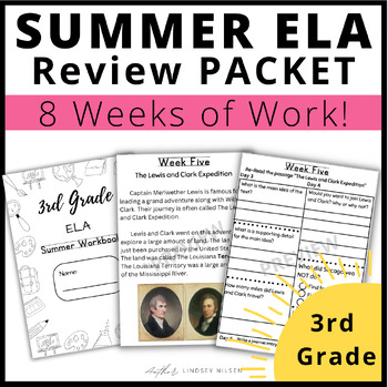Preview of 3rd Grade ELA Summer Learning Review Packet NO PREP Reading & Writing Activities