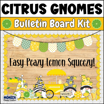 Preview of Summer Lemon Gnomes Bulletin Board Kit-Lemonade Day Classroom Decor July Board