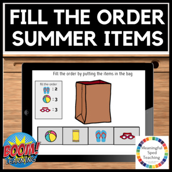 Preview of Summer Life Skills Math Counting and Inventory Summer Order Boom Cards™