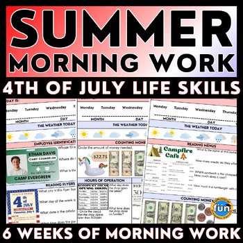 Preview of Summer Life Skills Morning Work - Summer Edition - Special Education - ESY/ EYP