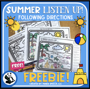 Preview of Summer Listen Up! Following Directions FREEBIE