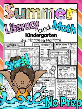 Preview of PHONICS AND MATH worksheets for SUMMER 80+ pages  (KINDERGARTEN)