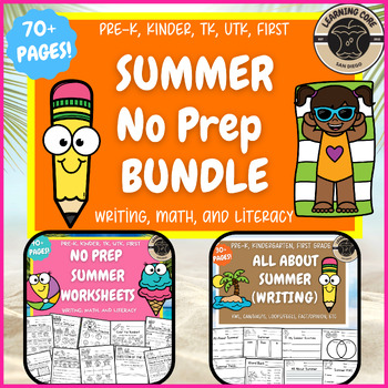 Preview of Summer Literacy Math Reading Writing All About Summer PreK Kindergarten First TK