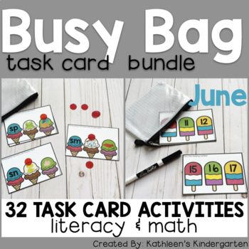 Preview of Summer Literacy and Math Task Card Bundle