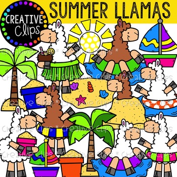 Summer Llamas Summer Clipart Creative Clips Clipart Tpt