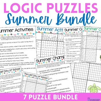 Preview of Summer Logic Puzzles Bundle | End of Year Activities for Critical Thinking