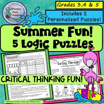 Preview of Summer Logic Puzzles- Critical Thinking Activities for Fast Finishers- GATE