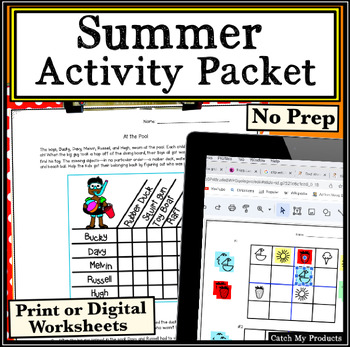 Preview of Summer Logic Puzzles and Brain Teaser Print and Digital Worksheets