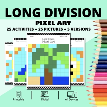 Preview of Summer: Long Division Pixel Art Activity