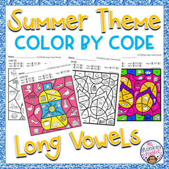 Preview of Summer Long Vowel Sounds Color By Code