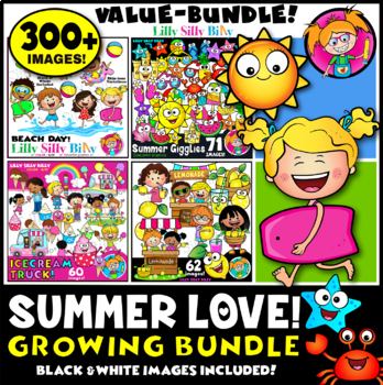 Preview of Summer Love! - Value Growing Bundle. Clipart in color and black & white.