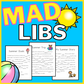 Preview of Summer Mad Libs - End of School Grammar Practice and Review Activity