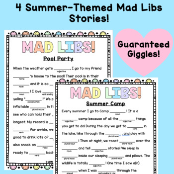 Summer Mad Libs Freebie by LoveGrowsLearning | TPT