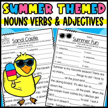 Preview of Summer Mad Libs: Make a Silly Story to practice Nouns Verbs and Adjectives