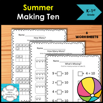 Preview of Summer Making Ten worksheets