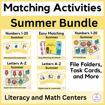 Preview of Summer Matching Activities: Prek ESY Math & Literacy Centers