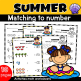 Summer Matching to number to 10 Activities math worksheets