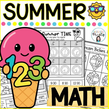 Preview of Summer NO PREP Math Worksheets & Activities for K-2