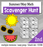 Summer Math 2nd Grade Scavenger Hunt Game Bundle