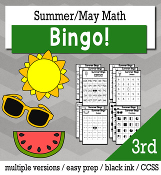 Preview of Summer Math 3rd Grade BINGO Game Bundle