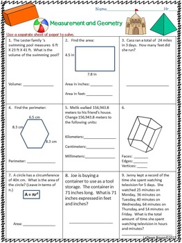 summer math 5th 6th grade by math from my angle tpt