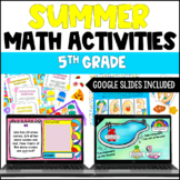 Summer Math Activities | Digital Summer Activities for 5th Grade
