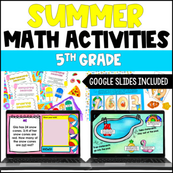 Preview of Summer Math Activities | Digital Summer Activities for 5th Grade