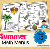 Summer Math Activities - Math Menus (3rd - 6th)
