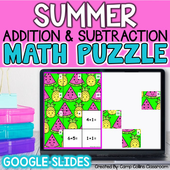 Preview of Summer Math Activities | Mystery Picture Math Puzzle | Addition and Subtraction