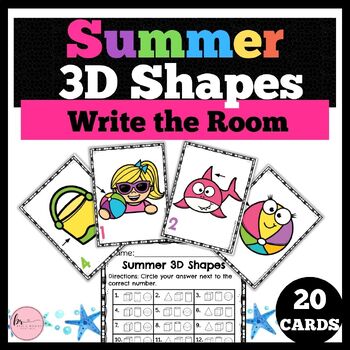 Preview of Summer Math Activity 3D Shapes Write the Room : 3D Shapes 