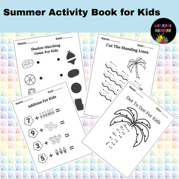 Preview of Summer Math Activity Book for Kids Coloring Sheets