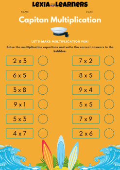 Preview of Summer Math Activity - Capitan Multiplication