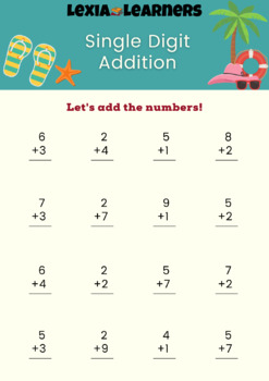 Preview of Summer Math Activity - It's Time To Add!