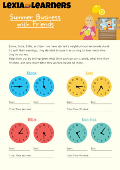Preview of Summer Math Activity - Let's Tell Time!