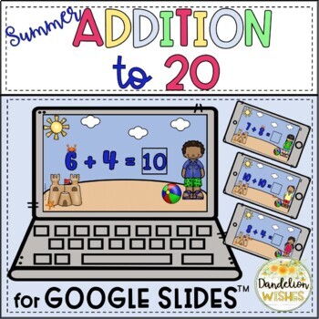 Preview of Summer Math Addition to 20 for Google Slides