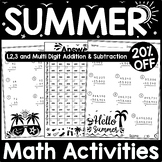 Summer Math Bundle Worksheets: 1, 2, 3 and Multi Digit Add